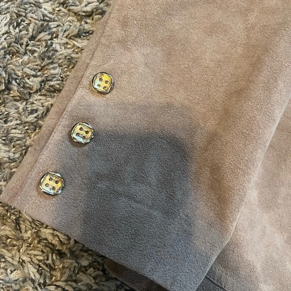 Women's Abe Schrader suede leather button Jacket taupe made in the US one size - Picture 2 of 6